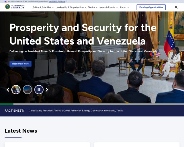 Screenshot of the U.S. Dept. of - Energy.gov website