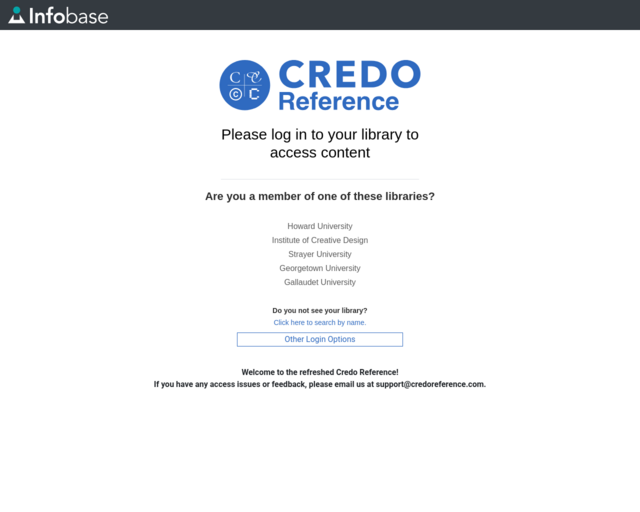 Screenshot of the Credo Reference website