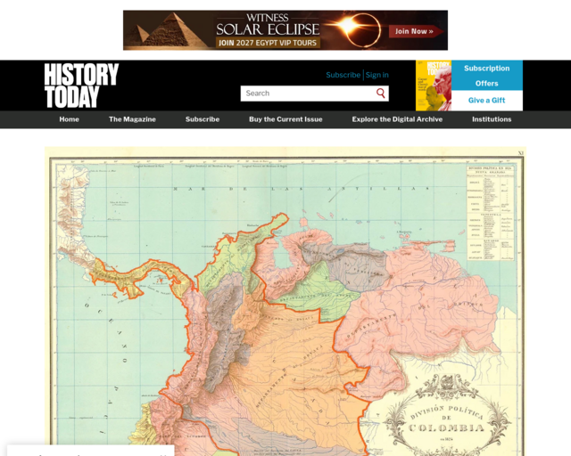 Screenshot of the Simon Bolivar and the Spanish Revolutions website