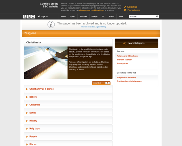 Screenshot of the BBC website