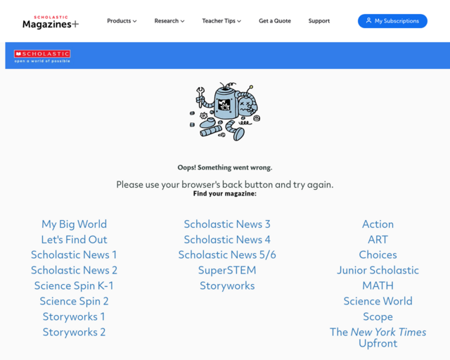 Screenshot of the Scholastic - Civics in Action: Media Literacy (The Problem of Fake News) website