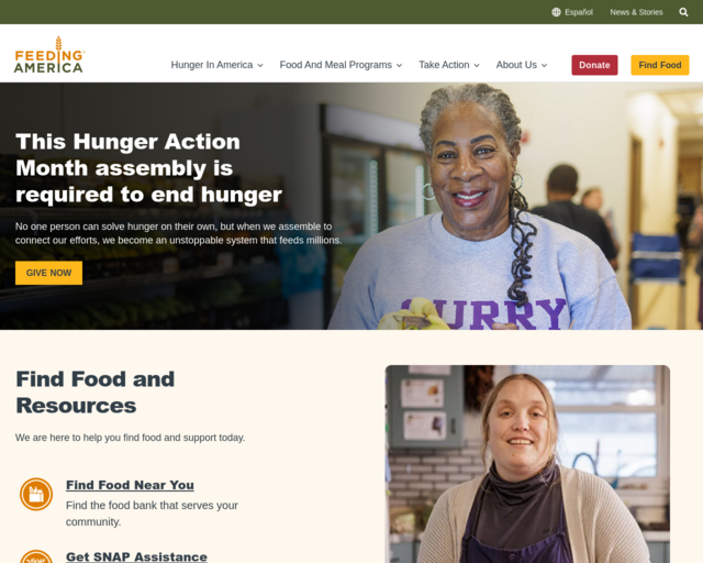 Screenshot of the Feeding America website