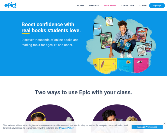 Screenshot of the GetEpic! website