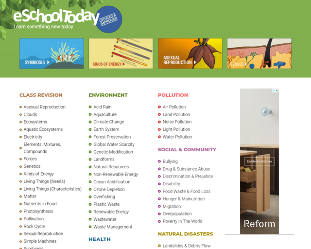 Screenshot of the eSchool Today website