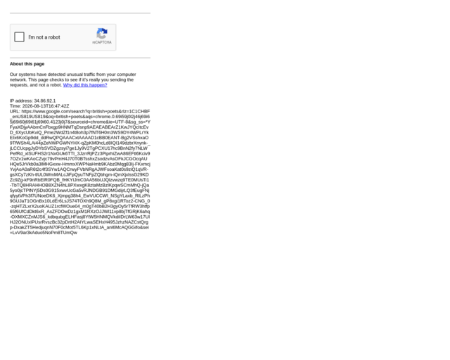 Screenshot of the British Poets website