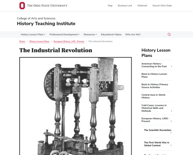 Screenshot of the The Industrial Revolution website