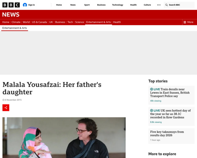 Screenshot of the bbc.com website