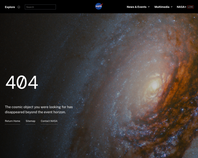 Screenshot of the NASA Missions Site website