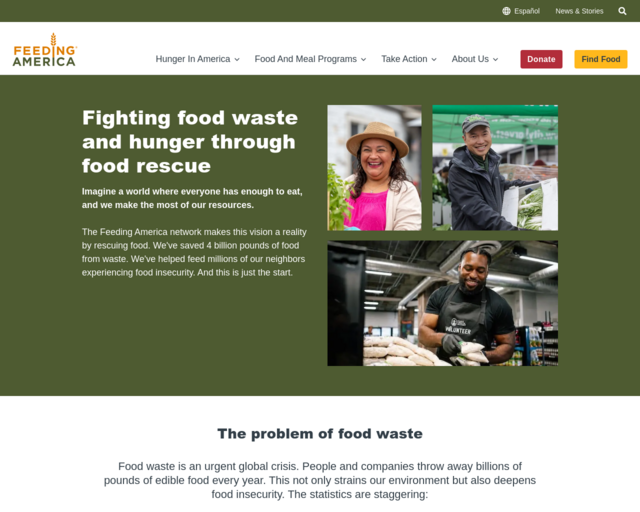 Screenshot of the Food Waste website