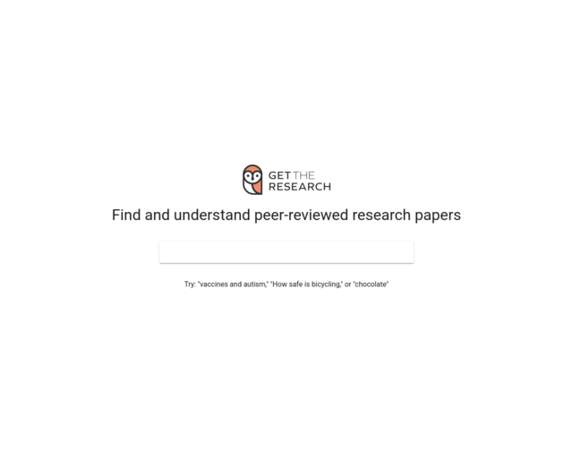 Screenshot of the Get the Research (research papers) website