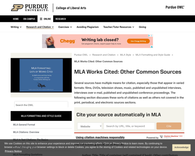 Screenshot of the Personal Interview Citation Creation website
