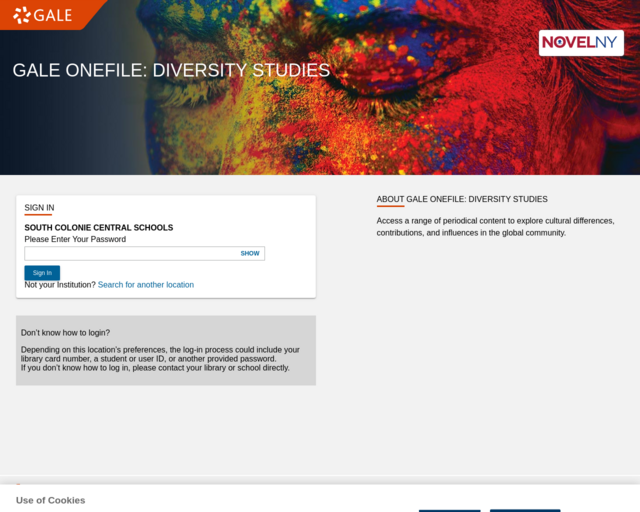 Screenshot of the Gale OneFile: Diversity Studies website