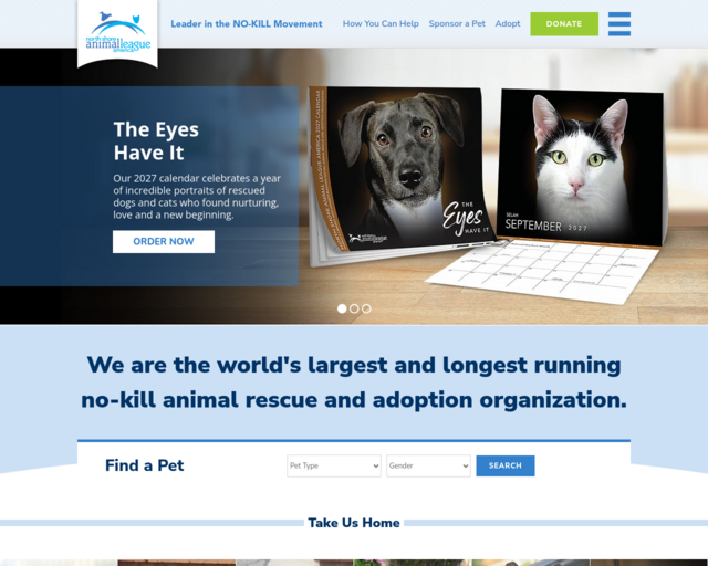 Screenshot of the North Shore Animal League website