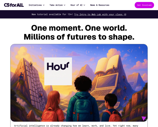 Screenshot of the Hour of Code/Activities website