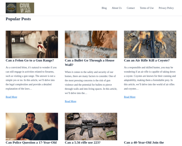 Screenshot of the Civil War.net website