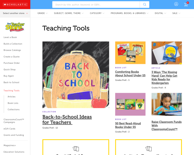 Screenshot of the Scholastic - Young Immigrants website