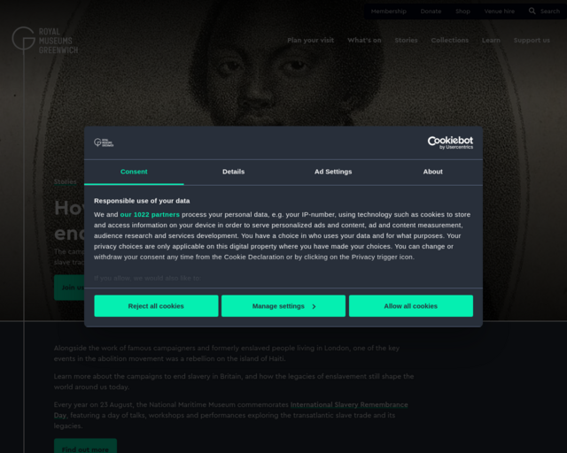 Screenshot of the How did the slave trade end in Britain? website