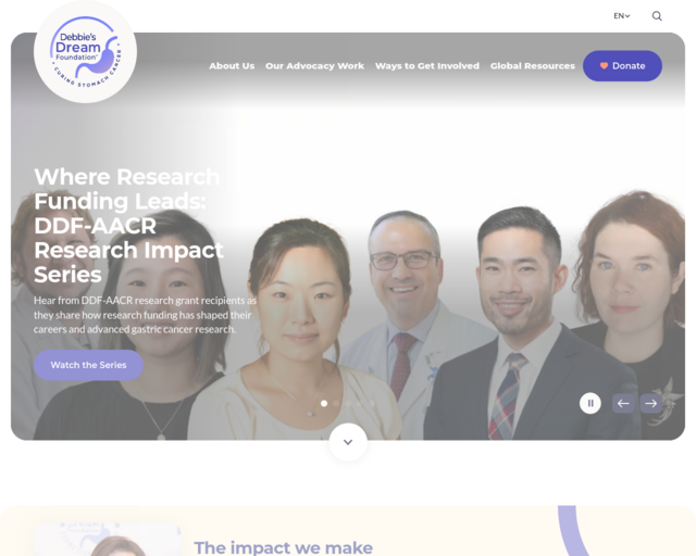 Screenshot of the Debbie's Dream Foundation website