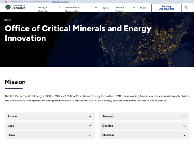 Screenshot of the Office of ENERGY EFFICIENCY & RENEWABLE ENERGY website