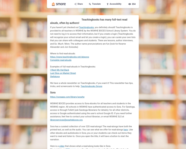 Screenshot of the Read-Alouds website
