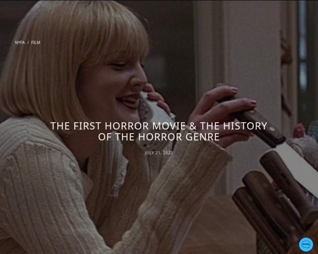 Screenshot of the The History of the Horror Genre website