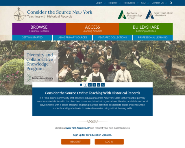 Screenshot of the Consider the Source NY website