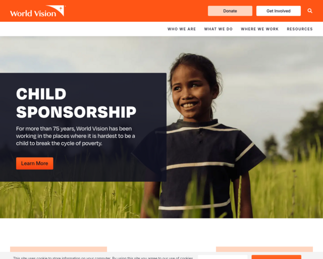Screenshot of the World Vision International website