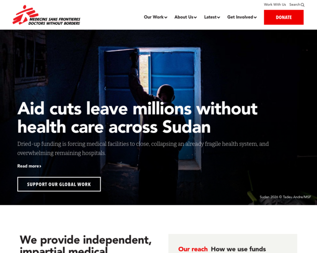 Screenshot of the Doctors Without Borders website