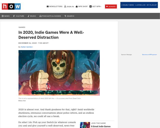 Screenshot of the Indie Video Games website