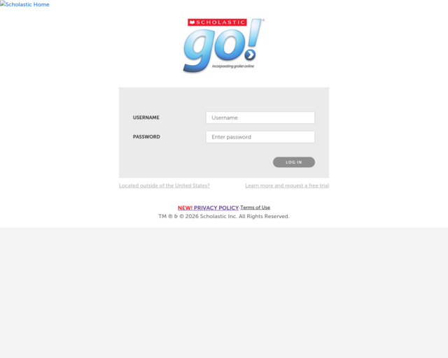 Screenshot of the Scholastic Go! website