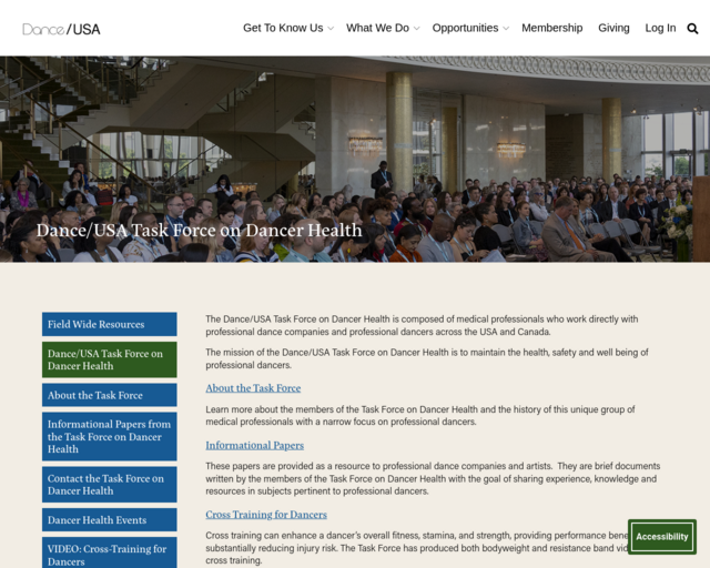 Screenshot of the Dancer Health website