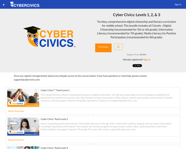 Screenshot of the CyberCivics website