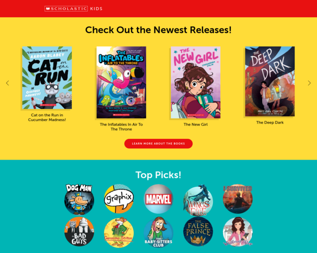 Screenshot of the Scholastic Kids website