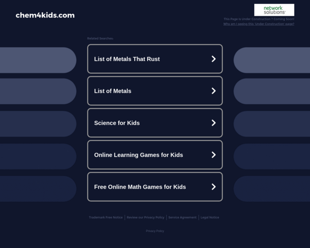 Screenshot of the Chem4Kids website