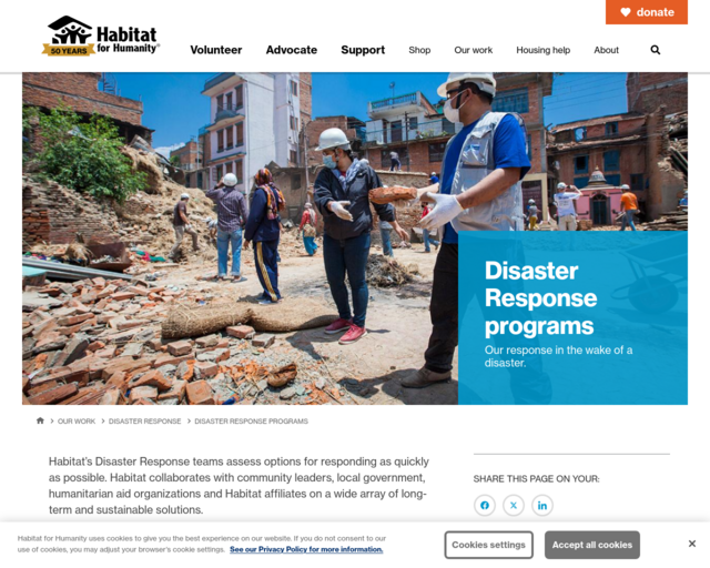 Screenshot of the Habitat for Humanity website