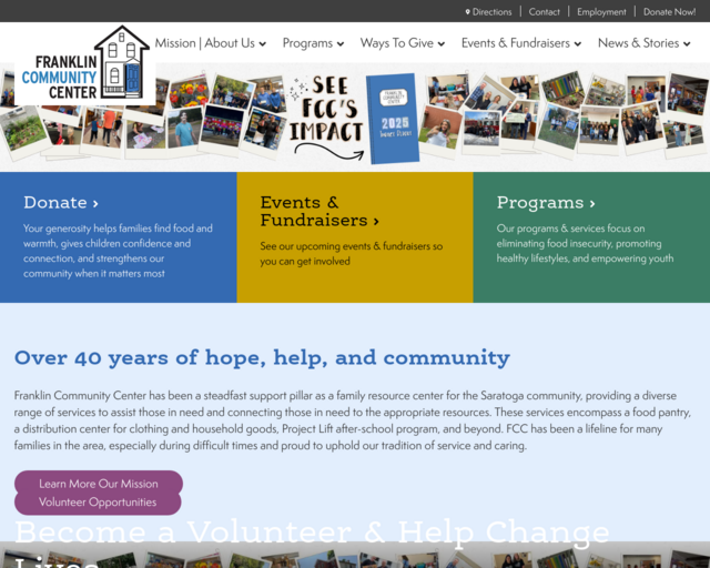 Screenshot of the Franklin Community Center website