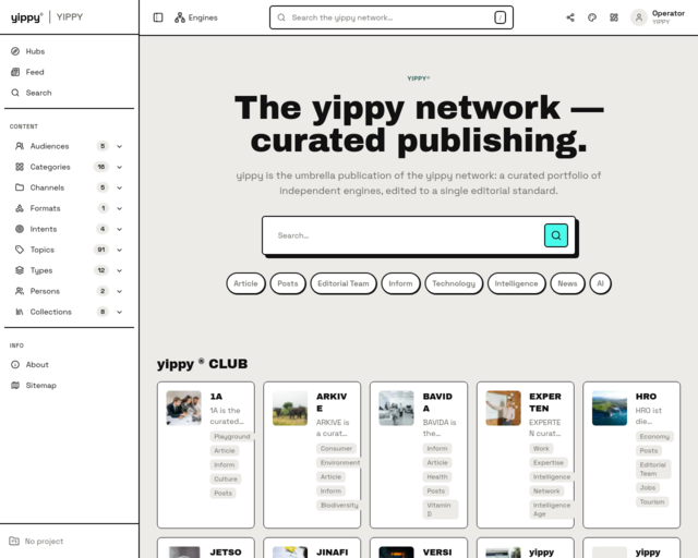 Screenshot of the Yippy.com website