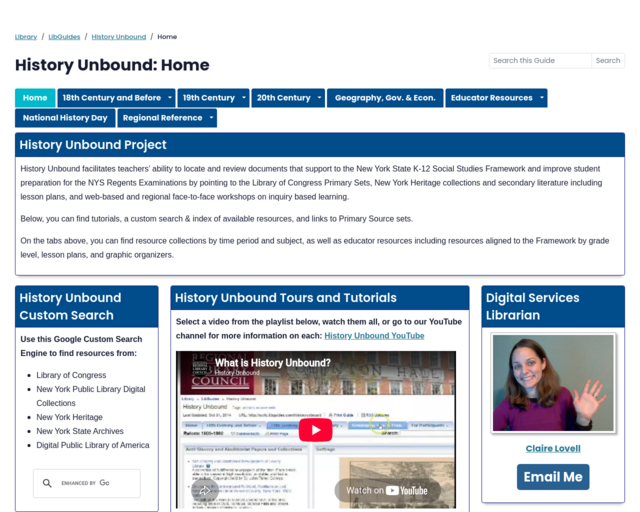 Screenshot of the History Unbound website
