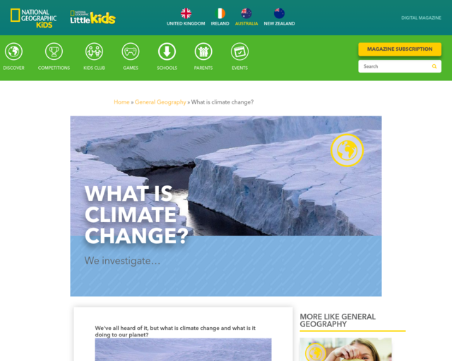 Screenshot of the What is Climate Change? website