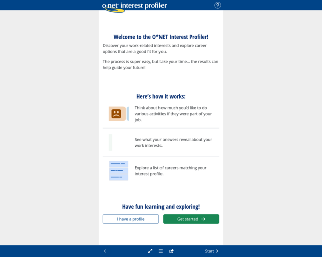 Screenshot of the O*NET OnLine website