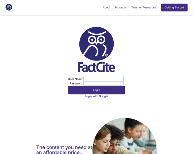 Screenshot of the Gordon Parks on FactCite website