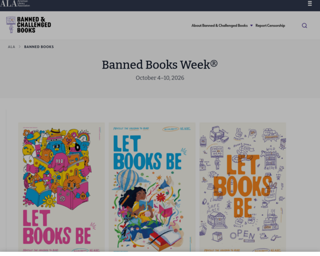 Screenshot of the Banned Books Week website