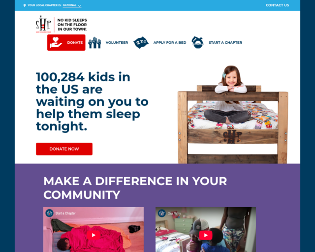 Screenshot of the Sleep in Heavenly Peace Organization website