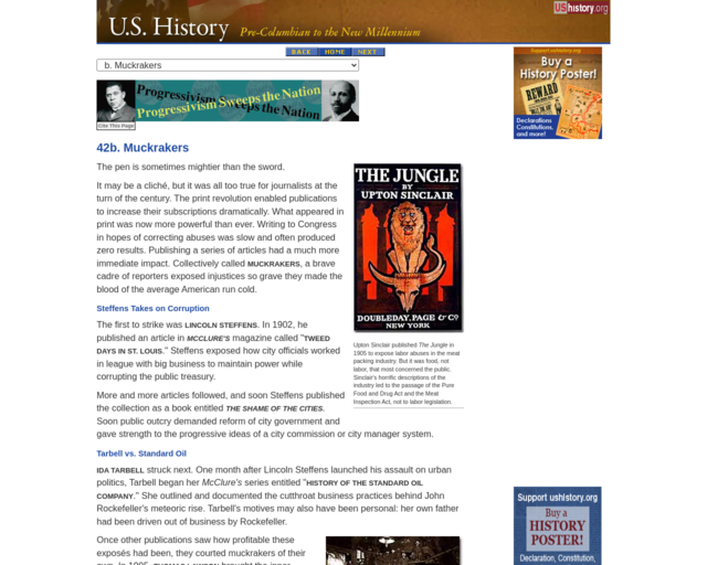 Screenshot of the Muckrakers website