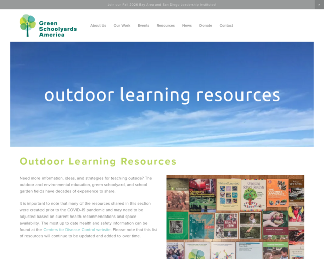 Screenshot of the Outdoor Learning Resources website