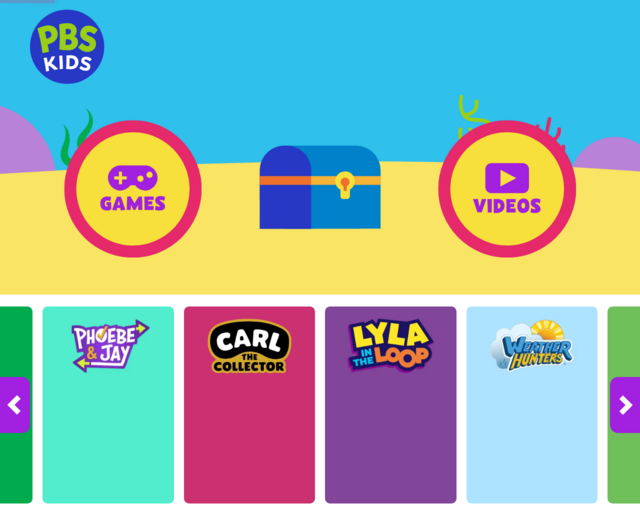 Screenshot of the PBS Kids website
