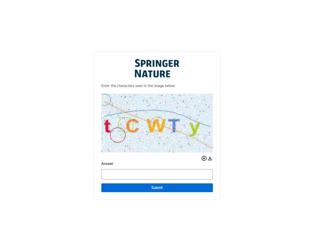 Screenshot of the Springer Nature Link -- Index of Springer published research website