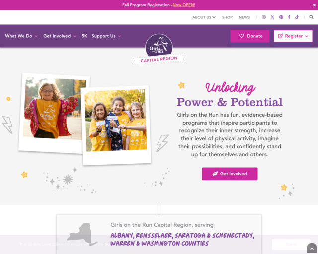 Screenshot of the Girls on the Run website