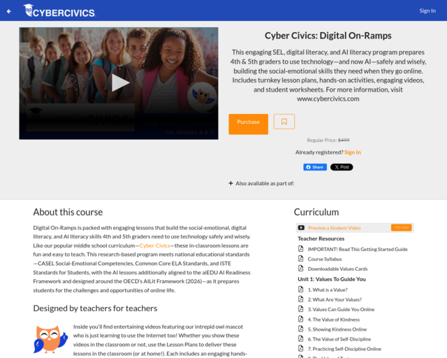 Screenshot of the CyberCivics website