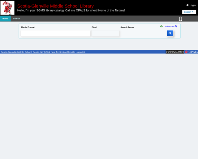 Screenshot of the OPAC website